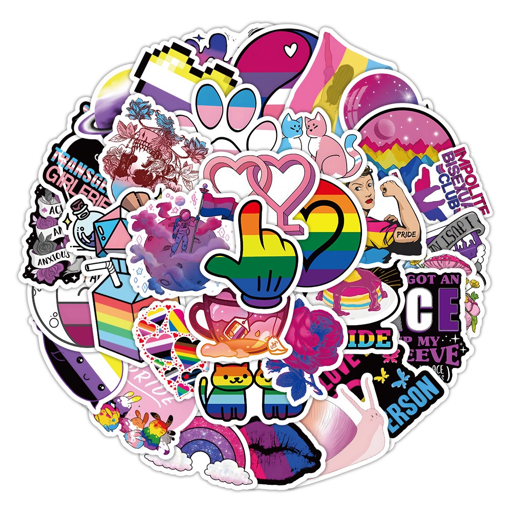 HK1 60 Cái / bộ Nhiều Màu Sắc LGBT nonbinary Niềm Tự Hào Dán GAY Graffiti Miếng Dán Hành Lý Chống Thấm Nước Máy Tính Xách Tay Miếng Dán KH1