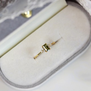 ♥ Chính Hãng Mới Nhẫn Đính Đá Zircon Hình Vuông Dát Đá Zircon Nhiều Màu Xanh Lá Siêu Mịn Dễ Phối Đồ Cho Nữ cl
