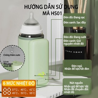 Máy Hâm Sữa Cầm Tay Tích Điện FINOSE Phù Hợp Mọi Loại Bình - Làm Nóng Nhanh, Giữ Nhiệt Lâu, Pin 5 Giờ Có Đèn Báo An Toàn