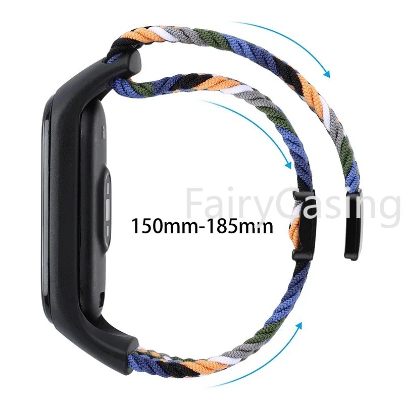 Dây đeo Nylon bện cho Xiaomi Mi Band 10 9 8 7 6 5 4 3 Co Giãn Solo Loop Bracelect Khóa từ thay thế dây đeo cổ tay