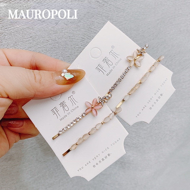 Mauropoli Kẹp Tóc Mắt Mèo Phong Cách Hàn Quốc Dễ Thương, Kim Cương Giả, Dùng Cho Tóc Gãy, Phù Hợp Sinh Viên
