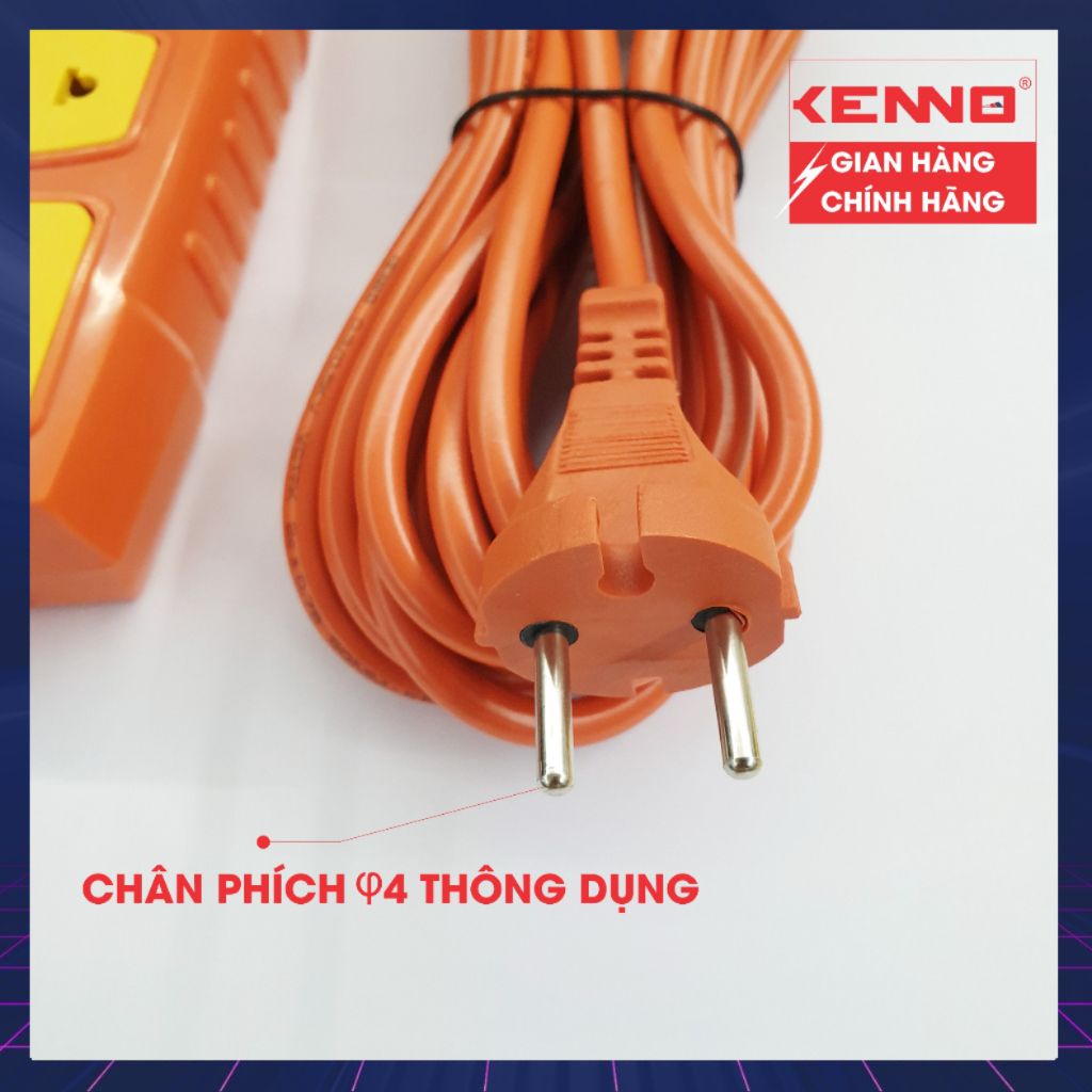 Ổ Cắm Điện 3 chấu Qled/Kenno không dây và có dây Chịu Tải Công Suất Cao 6000w  màu cam