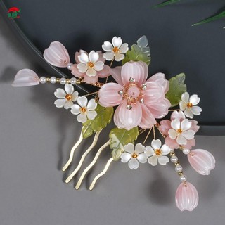 Bộ trang sức tóc hoa dành cho nữ Mũ đội đầu lá xanh hồng trắng