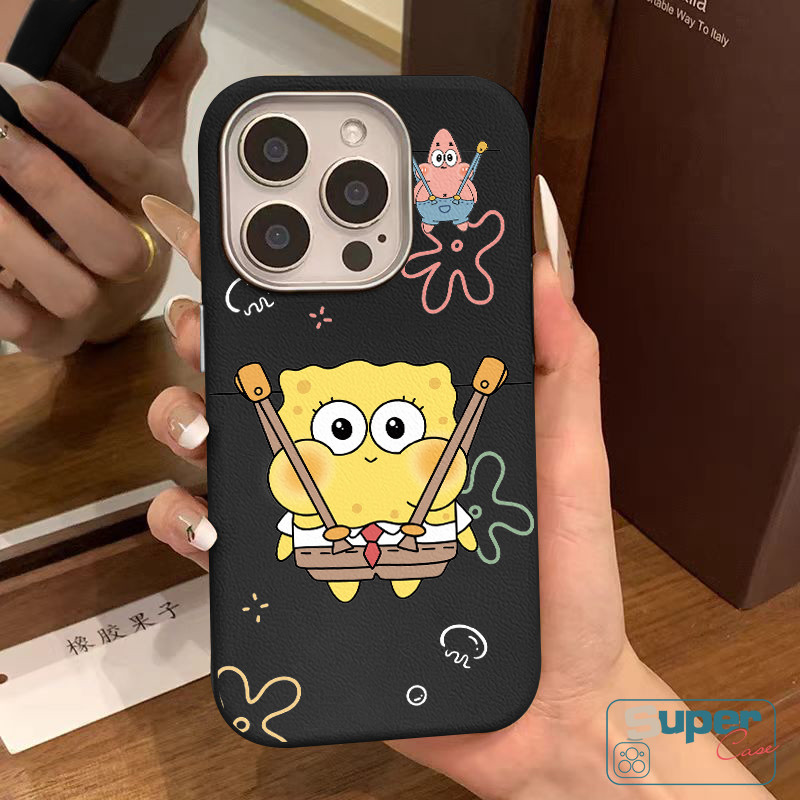 Ốp lưng cặp đôi SpongeBob Patrick hoạt hình ngộ nghĩnh Tương thích cho IPhone 16 11 15 13 14 12 Pro Max XR X XS Max 15Pro 11Pro 16Pro 14Pro 13Pro 12Pro Max Vỏ mềm da họa tiết sang trọng