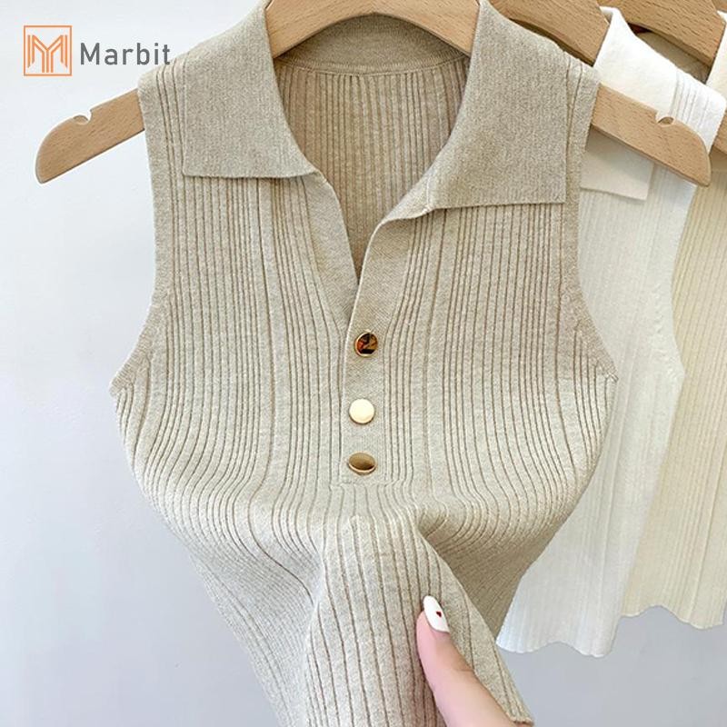 Marbit Thời Trang Thường Ngày Màu Trơn Gợi Cảm Đi Lại Nút Ngọt Ngào Ve Áo Vest Nữ Mới