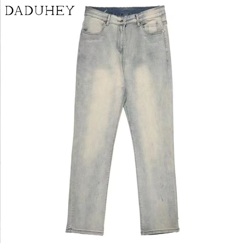 Ảnh DaDuHey New American Ins High Street Retro Jeans Niche High Waist Straight Pants plus Size Trousers 4