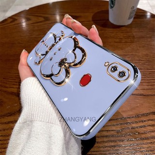 ốp lưng samsung a10s Ốp Điện Thoại TPU Silicon Mềm Mạ Điện Gắn Gương Trang Điểm Hình Thỏ 3D Cho samsung a10s