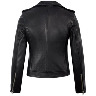 Áo Khoác Da Thật Nữ FTTLeather Biker Jacket, Áo Da Thật Chất Liệu Da Cừu Croptop Ôm Body AN302