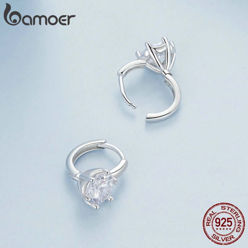 Bamoer Bông Tai Bạc 925 Đính Đá Lấp Lánh