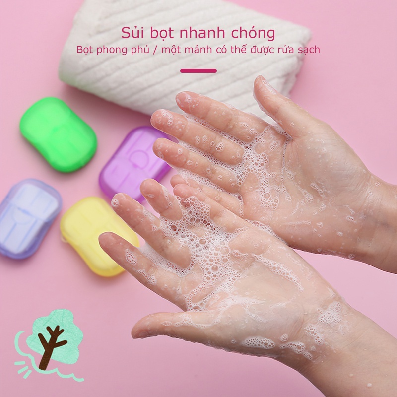 Hộp 20 miếng Xà phòng giấy mini du lịch tiện dụng