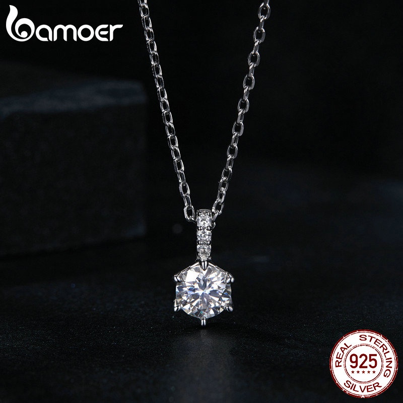 BAMOER Vòng cổ Bạc 0.5ct Lấp Lánh Thời Trang Cho Nữ 925 MSN025-S