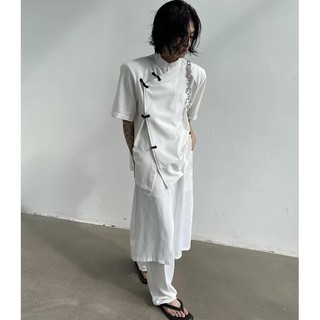 Chaogongfang Áo Sơ Mi Ngắn Tay Cổ Vuông Phong Cách Trung Hoa Giản Dị