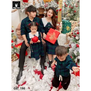 Set Đồng Phục Gia Đình Fig Tree Sọc Caro Xanh Noel Siêu Đẹp ( MS : 186)