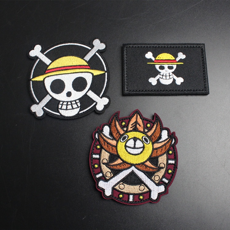 Anime One Piece Huy Hiệu Hoạt Hình Series Thêu Huy Hiệu Velcro Luffy Miếng Dán Ba Lô Miếng Dán Huy Hiệu