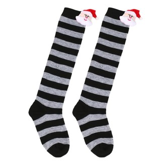 DE Hoạt Hình Ông Già Noel Giáng Sinh Vớ Cho Trẻ Em 6-10Y Tất Trên Đầu Gối Cho Bé Gái Unisex Mùa Đông Tất Sọc