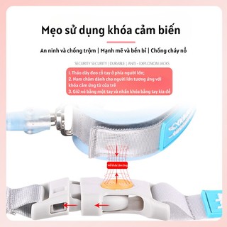 Dây đeo tay  chống lạc, chống cắt cho bé Dây dắt trẻ em đi dạo phản quang lõi thép có khóa Myd.23