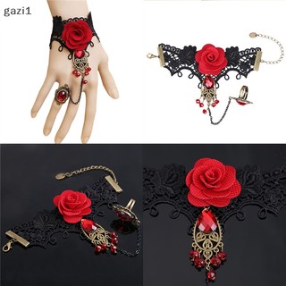 [Gzi1] Hot! Vòng Tay Ren Hoa Hồng Đỏ Phong Cách gothic Thanh Lịch Có Thể Điều Chỉnh Kích Cỡ