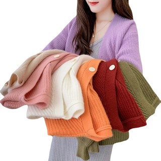 Áo Khoác cardigan Dệt Kim Tay Dài Dáng Rộng Mềm Mại Phong Cách Hàn Quốc Thời Trang Thu Đông