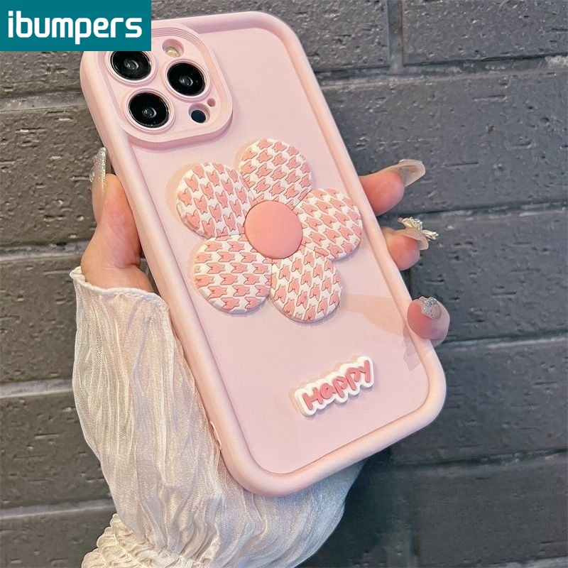 ibumpers Ốp iPhone 3D Hồng Đen Hoa Ốp Điện Thoại Silicon Mềm Cho Iphone 16 15 14 13 12 11 Pro Max X Xr Xs Max IP 7 8 Plus