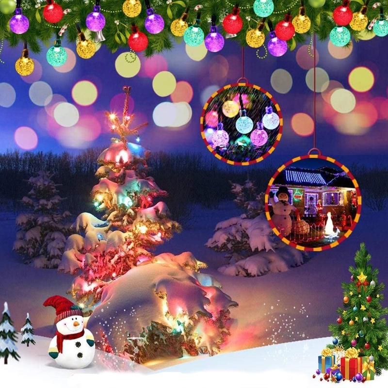 【Chống Nước】Dây LED năng lượng mặt trời Bóng pha lê Đèn，Bóng pha lê năng lượng mặt trời  Sân vườn Giáng sinh