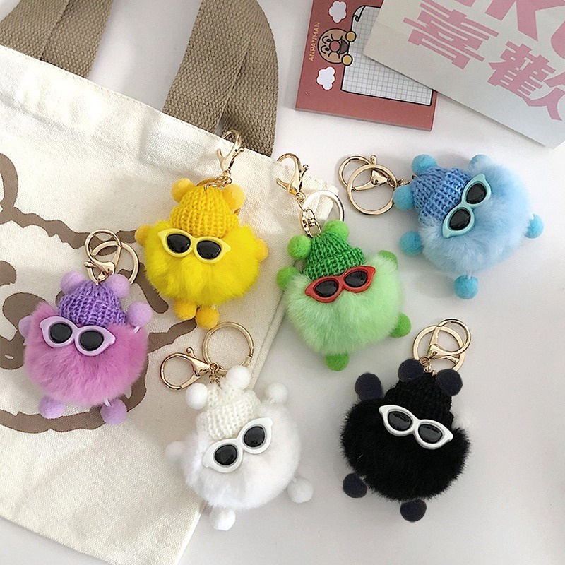 [Flash sales] Móc Khoá Tiểu Yêu Lông Xù Đội Mũ Đeo Kính Dễ Thương Treo Ba Lô,Túi Xách ,Quà Tặng Ý Nghĩa Empoli