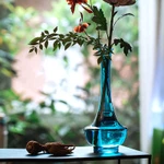 Phong Cách Trung Hoa Phong Cách Nhật Bản Cổ Zen Xanh Bụng Lớn Song Yun Bình Cổ Dài Miệng Nhỏ Đơn Nhánh Hoa Sắp Xếp Bình Hoa Thủy Tinh [A204] — ảnh 1