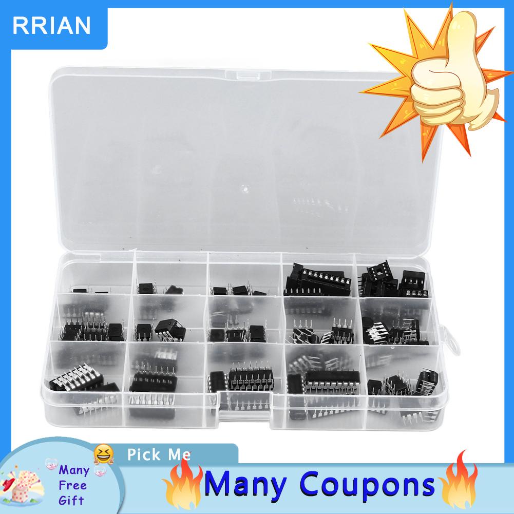 Rrianfo 120PCS 12 Types IC Chip Kit NE555 LM324 DIP Socket Integrated ...