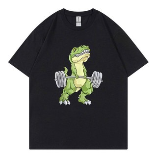 Áo Thun Nam Mùa Hè Chất Lượng Cao Khủng Long Cử Tạ T Rex Tập Gym Tập Luyện Deadlift 100% Cotton Áo Quá Khổ Dạo Phố