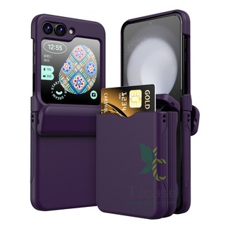 Giá đỡ thẻ Bản lề hoàn toàn tự động Rebound Full Cover Samsung Galaxy Z Flip 6 Zflip 5 Z Flip 7 Vỏ cứng màu trơn