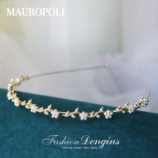 Mauropoli [Sẵn sàng] Cổ tích Opal Kim cương giả Hợp kim Hàn Quốc Băng đô ngọc trai mịn Băng đô rửa mặt thời trang Kẹp tóc Phụ kiện tóc