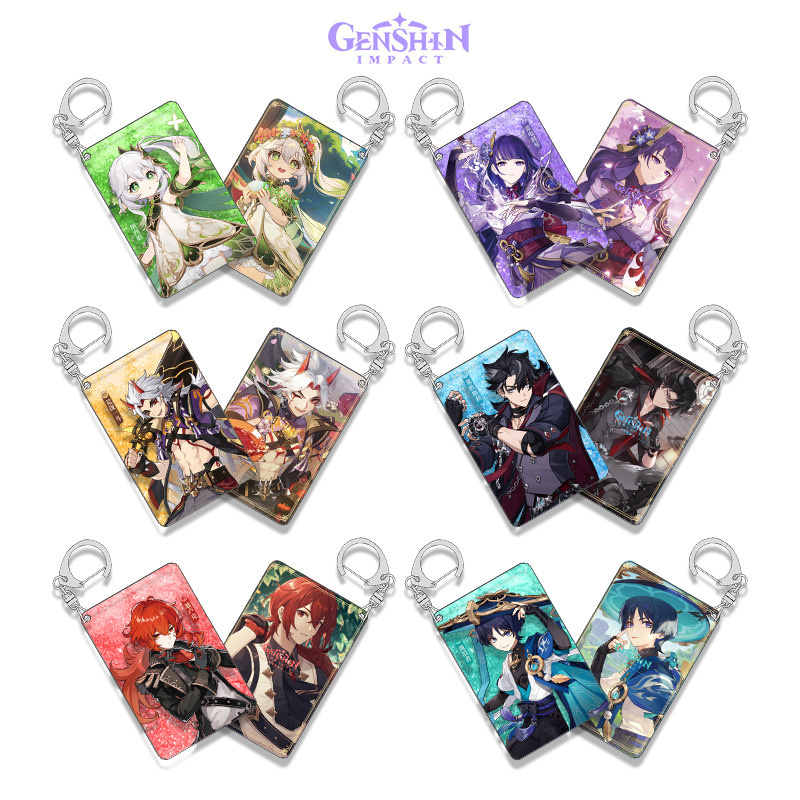 Genshin Impact Kaedehara Kazuha Yae Miko Zhongli Alhaitham Neuvillette Navia Furina móc khóa acrylic cát lún móc chìa khóa mặt dây chuyền acrylic trang trí trò chơi hoạt hình xung quanh