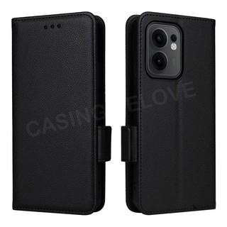 Ốp Lưng Cho OPPO Reno 13 F 14 12 11 10 13 F Pro 13Pro 14F 4G 5G Sang Trọng Lật Da Bên Khóa Lychee Họa Tiết Vỏ Điện Thoại Khe Cắm Thẻ Chân Đế Ốp Lưng