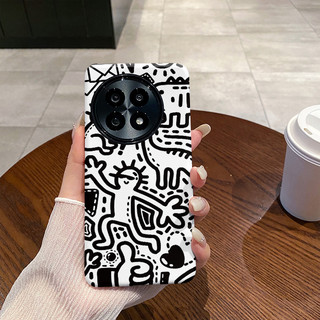 Ốp điện thoại Line Graffiti phù hợp cho OnePlus 13, màng silicone chống rơi, mờ, bảo vệ đơn giản, hàng mới xu hướng