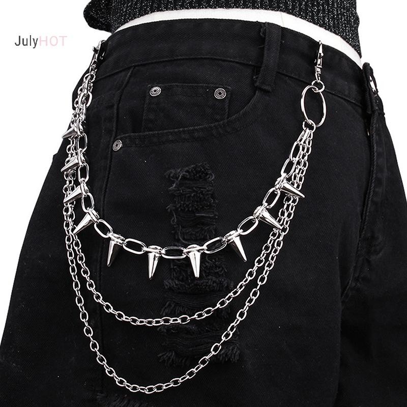Julyhot Hip-hop Punk Kim Loại Đinh Tán Quần Dây Xích Nhiều Lớp Eo Dây Chuyền Trang Điểm Quần Trăm Cho Nam Nữ Dây Thắt Lưng Trang Sức Massivedeals