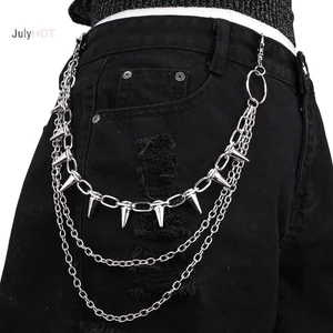 Julyhot Hip-hop Punk Kim Loại Đinh Tán Quần Dây Xích Nhiều Lớp Eo Dây Chuyền Trang Điểm Quần Trăm Cho Nam Nữ Dây Thắt Lưng Trang Sức Massivedeals