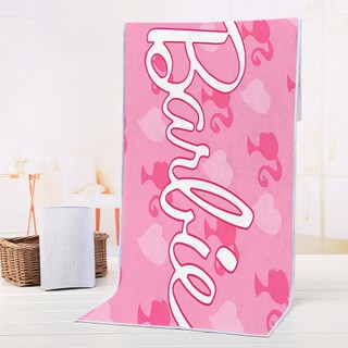 Khăn đi biển Barbie màu hồng, công chúa Disney, in một mặt, mềm mại thấm hút, vải terry