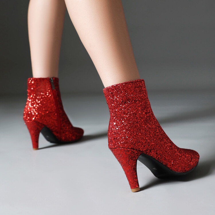 Giày Bốt Cao Gót Đính Kim Sa Thời Trang Thu Đông Cho Nữ size 34-47