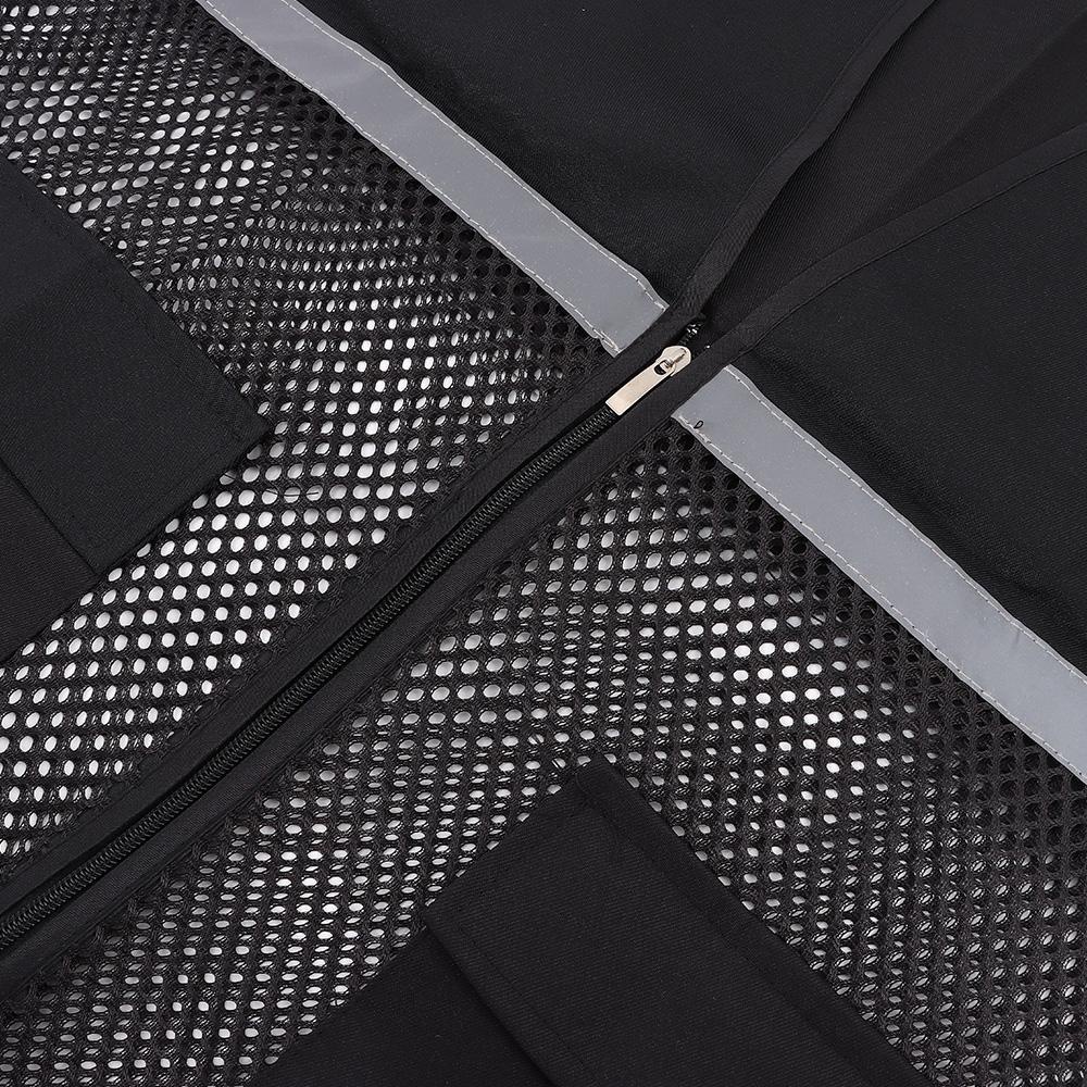 Áo Vest An Toàn HOBBYIN, Vải Thoáng Khí Spandex Có Dải Phản Quang, Áo Chạy Bộ Màu Đen Có Dây Kéo Lưới Vest Xây Dựng Đường Sắt Công Nhân Tàu Điện Ngầm