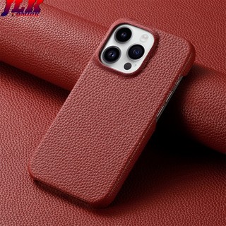 [JLK] Luxury Litchi Grain Leather Case for iPhone 11 12 13 14 15 Pro Max Slim Phone Back Cover