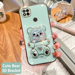 ốp lưng redmi 9c redmi 10a Ốp Điện Thoại tpu Dẻo Mạ Màu 3d In Hình Gấu Nhỏ Đáng Yêu Có Giá Đỡ Cho redmi 9c redmi 10a