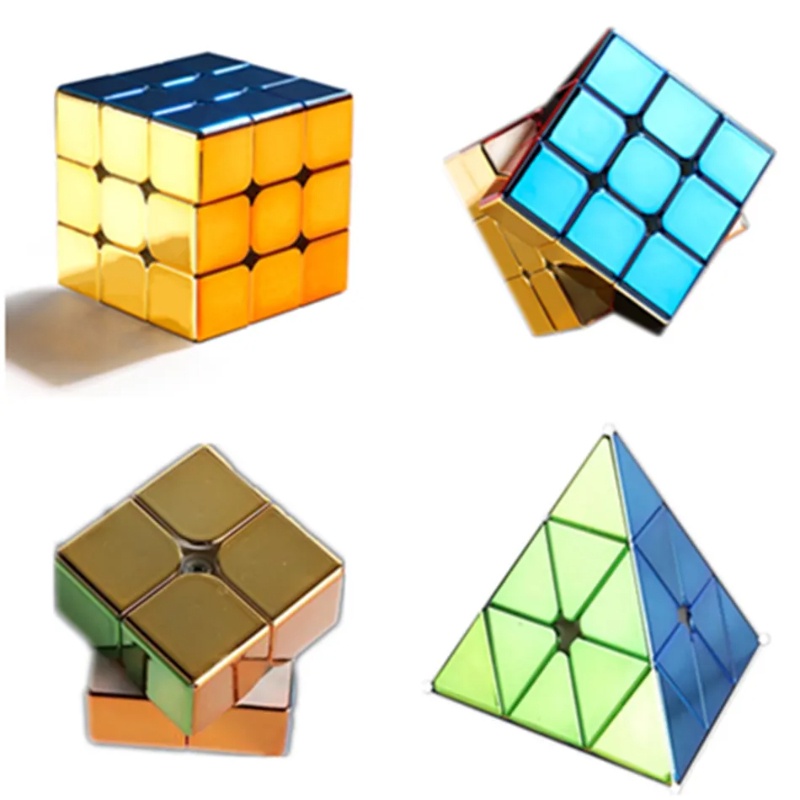 Shengshou Plating Magnetic 2x2 3x3 Pyramid Process Magic Cube ...