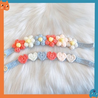 Chó Mèo Handmade Len Dệt Khăn Tình Yêu Hoa Nơ Trang Sức Dễ Thương Cổ Thú Cưng Trang Trí