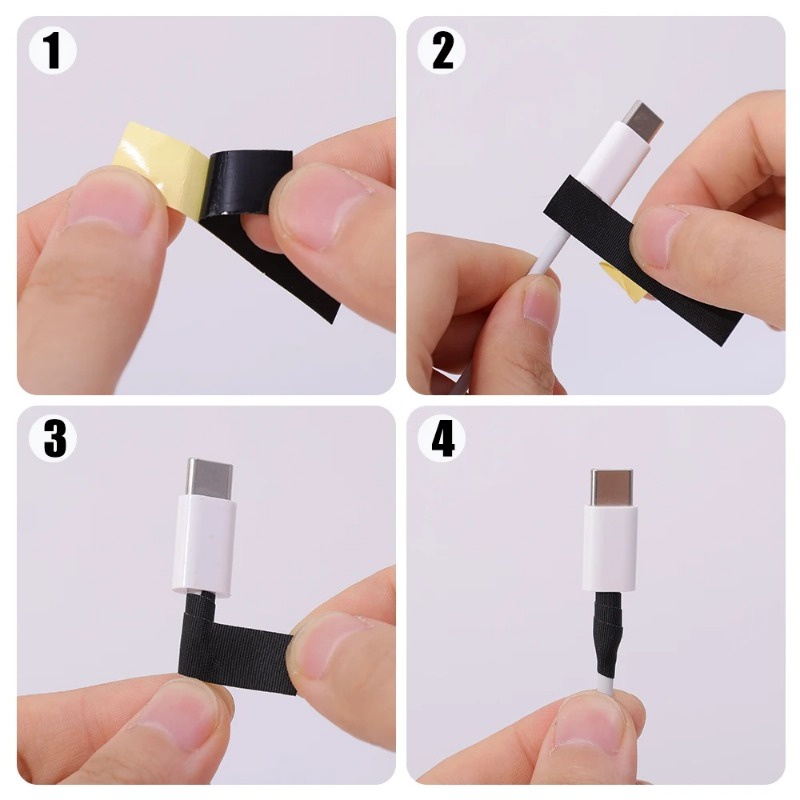 Bộ 10 Cuộn Băng Keo Nylon Tự Dính Dùng Để Sửa Chữa Dây Cáp Sạc / Dây Cáp Tai Nghe Chống Đứt Gãy