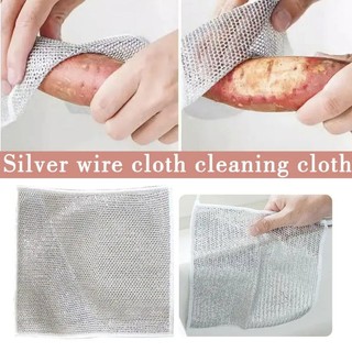 Miếng cọ rửa xoong nồi chén bát không mài mòn dây kim loại đa năng #A8