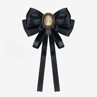 Phong Cách Anh Nơ Vintage Beauty Head Màu Đen Quá Khổ Nơ Cổ Có Chân Cho Nữ Cổ Điển Đen
