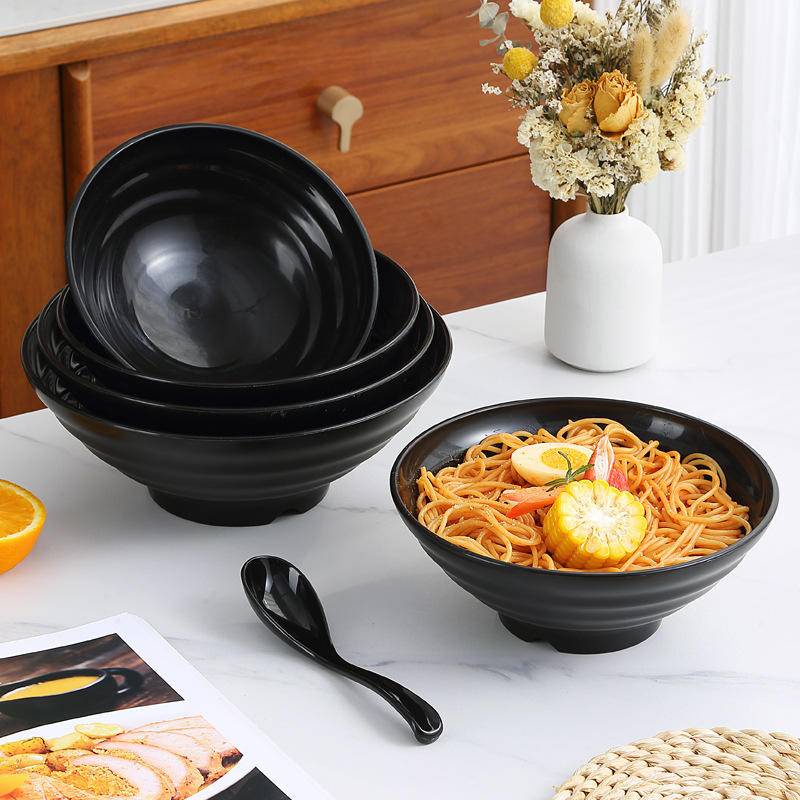 Bát Ăn Mì / salad Bằng Nhựa Lúa Mì Màu Đen Phong Cách Nhật Bản