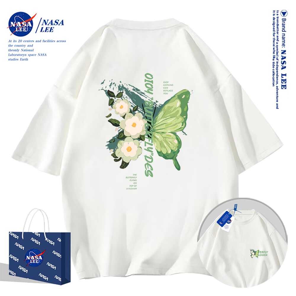 Nasa Áo Thun cotton nam nữ dáng rộng mùa hè 2024 phong cách
