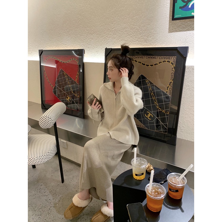 Suxi Tối Giản Phong Cách Hàn Quốc Mới Thu Đông Thời Trang Cao Cấp Váy Midi Nữ