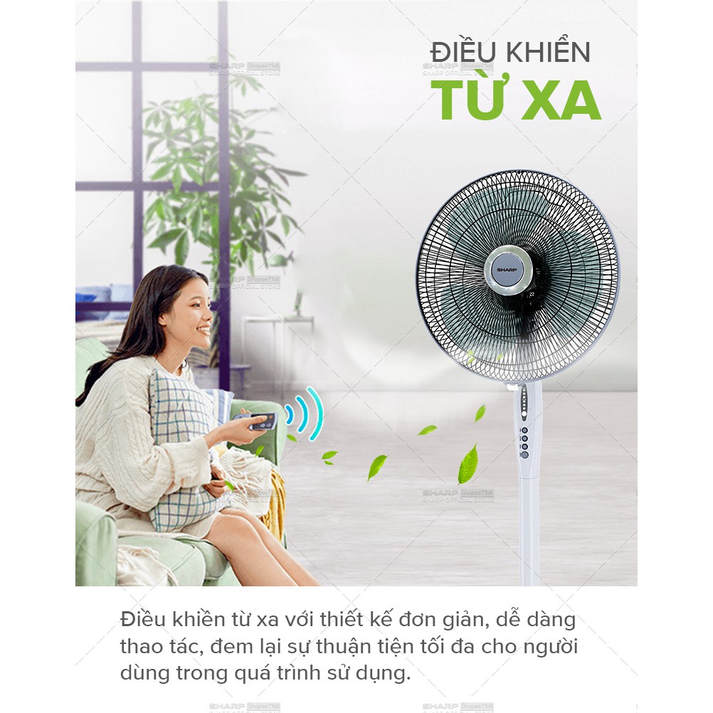 Quạt điện đứng Sharp có điều khiển Chính hãng Malaysia, quạt mát công suất mạnh 3 mức gió PJ-S40RV-LG - SSHOP OFFICIAL | Shopee Việt Nam