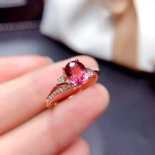 ♥ Chính Hãng Nhẫn tourmaline Đính Đá Pha Lê Hồng Vàng Phong Cách Mới Cho Nữ